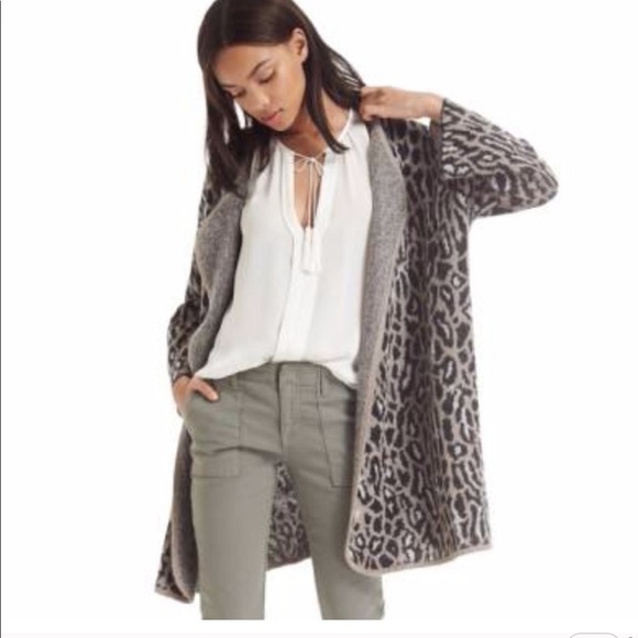 Joie Berit print open front wool blend longline cardigan size xsmall